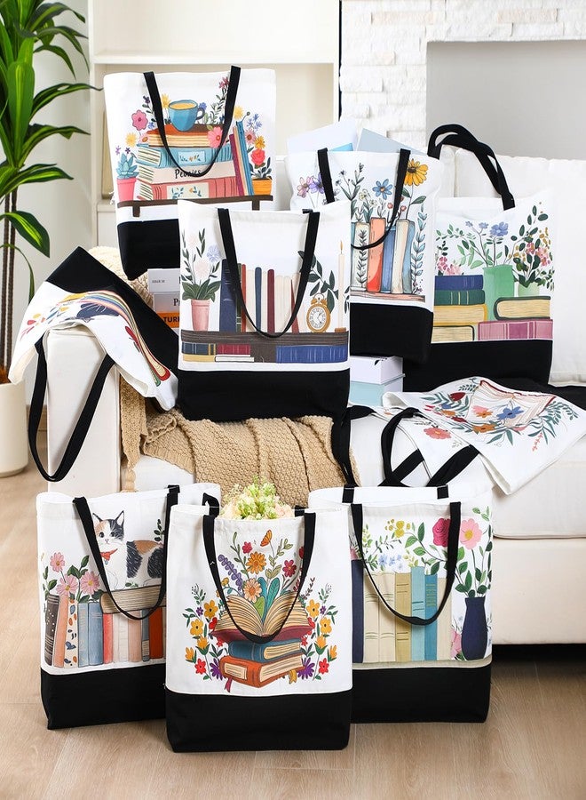 SilTriangle 10 Pcs Christmas Book Tote Bags Gifts Bulk Book Club Gifts Canvas Bag Reusable with Handle for Women Gift(Classic) - Image 5
